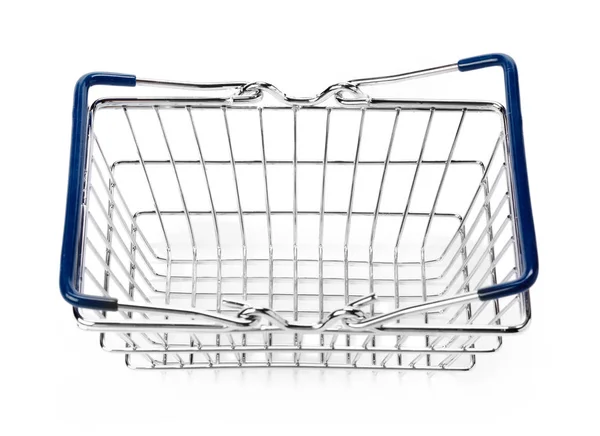 Cesta Compras Isolada Fundo Branco — Fotografia de Stock