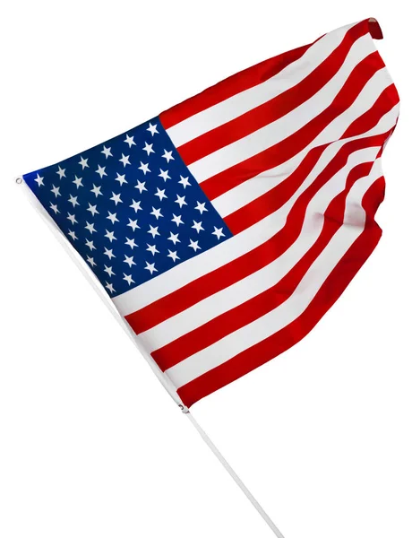 Amerykańska Flaga Odizolowana Białym — Zdjęcie stockowe