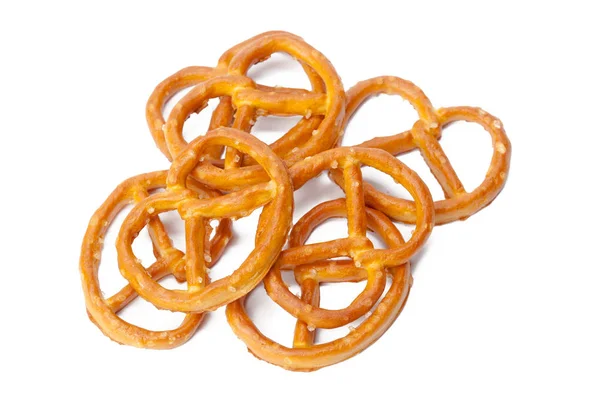 Pretzels Envidraçados Salgados Isolados Sobre Fundo Branco — Fotografia de Stock