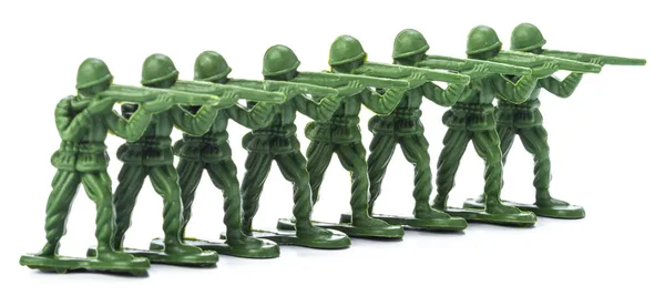 Beyaz Arka Plan Üzerinde Izole Geleneksel Oyuncak Asker Topluluğu — Stok fotoğraf