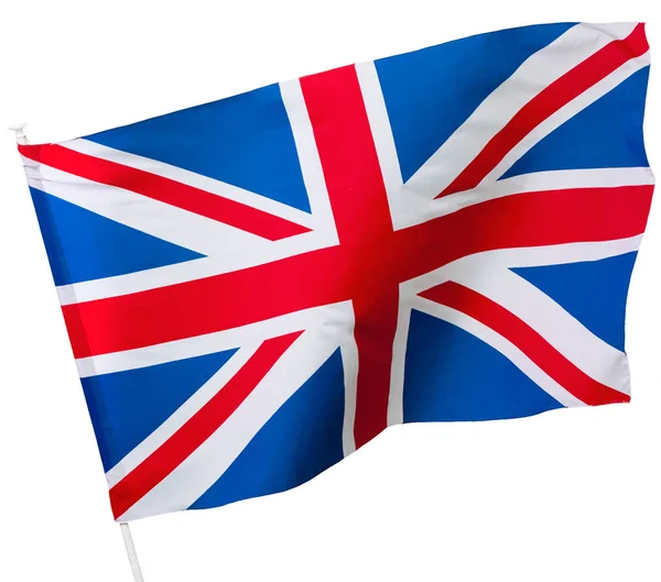 Σημαία Της Μεγάλης Βρετανίας Που Απομονώνονται Λευκό Φόντο Γκρο Πλαν — Φωτογραφία Αρχείου