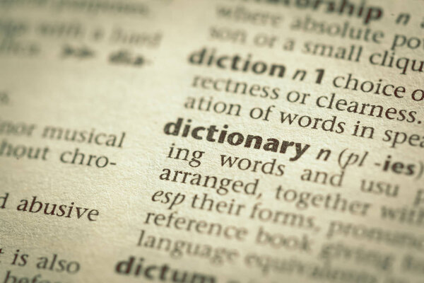 close up of словарь определения слова
 