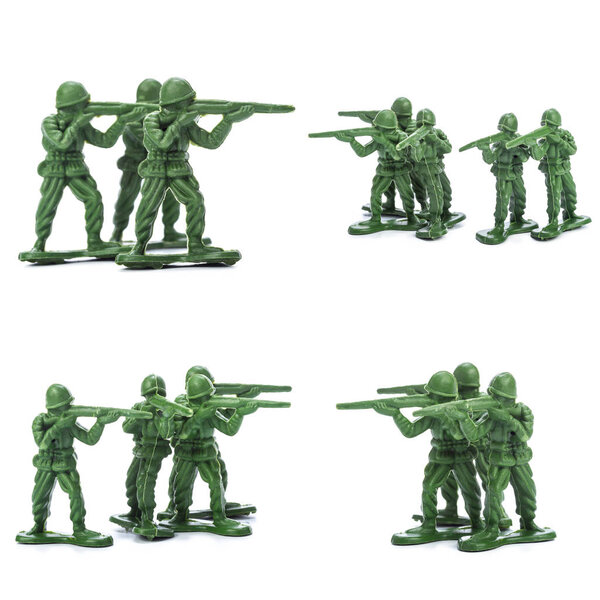 Collection of traditional toy soldiers isolated on white background 