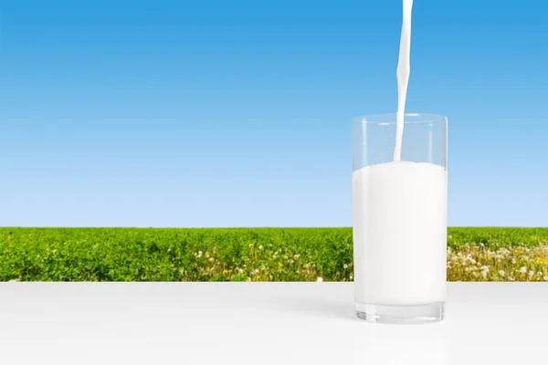 Молоко Столі Природним Фоном — стокове фото