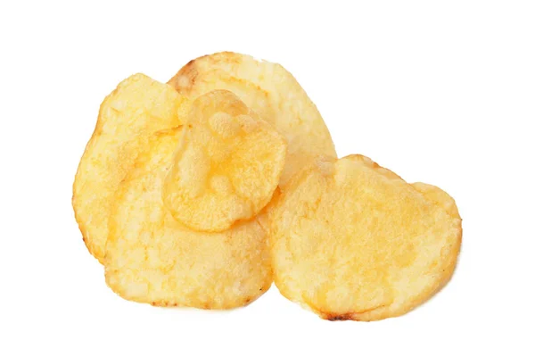 Närbild Potatischips Isolerad Vit Bakgrund — Stockfoto