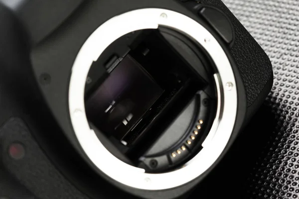 Närbild Modern Digital Slr Kamera Detaljer — Stockfoto