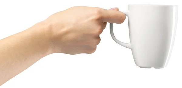 Female Hand White Background Cup — Stock Photo, Image