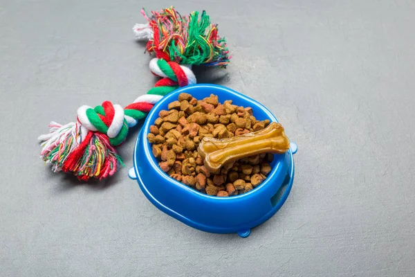 Vista Superior Accesorios Para Mascotas Alimentos Juguetes —  Fotos de Stock