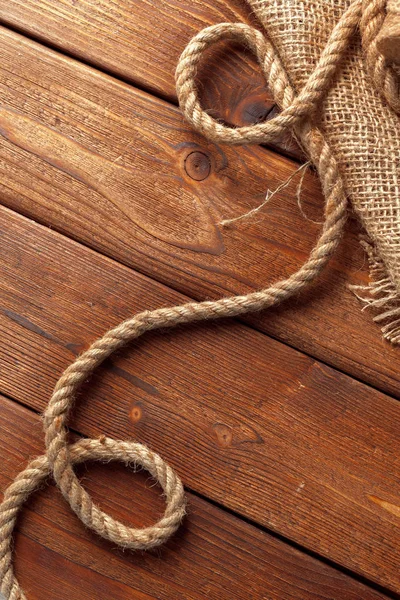 Ship Rope Wooden Background — Stock Photo, Image