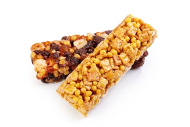 Beyaz arka plan sağlıklı granola yemeği