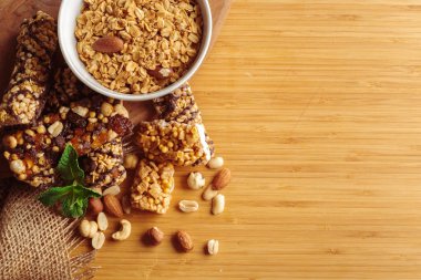 Sağlıklı, yakın masada kahvaltı