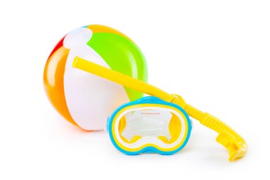 Şnorkel ve dalış beyaz arka plan üzerinde izole maskesi