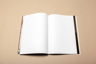 Bej renkli bir arka plan üzerinde boş kağıt parçaları için alay et