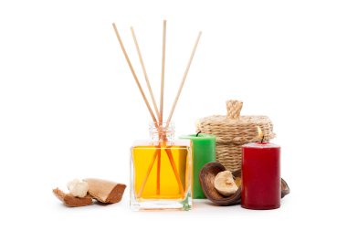 Oda spreyi üzerinde izole beyaz arka plan sopa