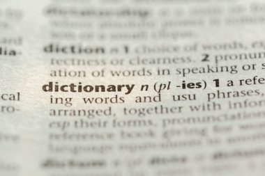 Kelimenin sözlük arka plan üzerinde Kapat