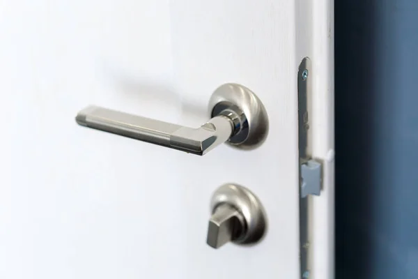 Detail Metallic Knob White Door Horizontal — Stock Photo, Image