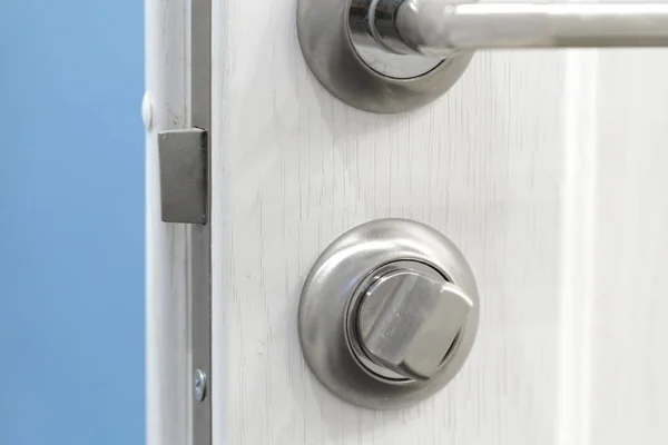 Detail Metallic Knob White Door Horizontal — Stock Photo, Image