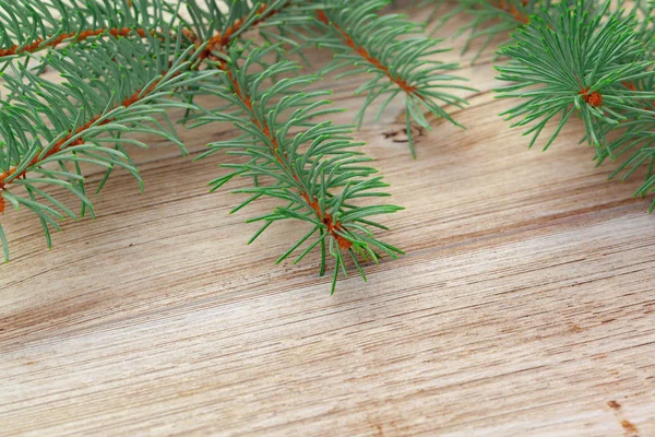 Köknar Ahşap Arka Plan Ağaç Dalları Ile Noel Kompozisyon — Stok fotoğraf