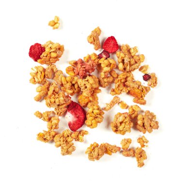 Beyaz arka plan üzerinde izole Granola, yakın çekim 