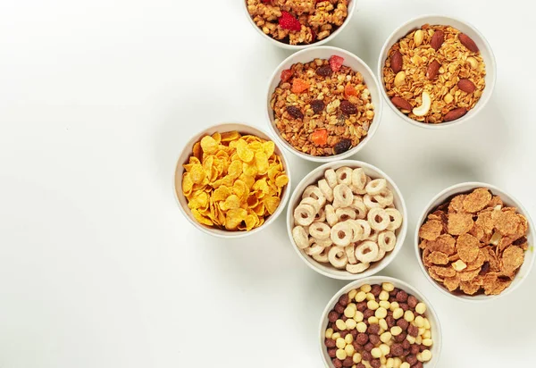 Hälsosam Kost Frukostingredienser Isolerad Vit Bakgrund — Stockfoto