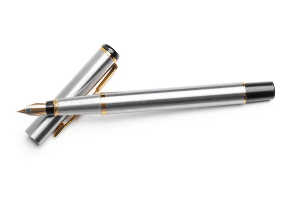 Închiderea Stiloului Injector Pen Fântână Izolat Fundal Alb — Fotografie, imagine de stoc