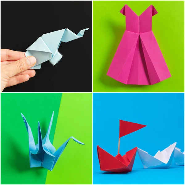 Collage Diferentes Papeles Origami — Foto de Stock