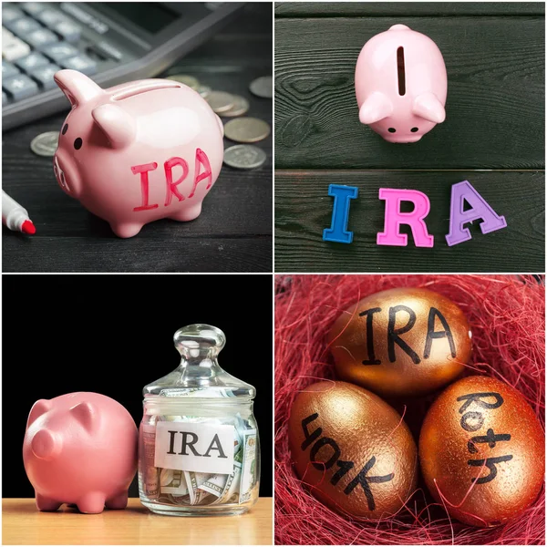 IRA. Retirement plans  on background,close up