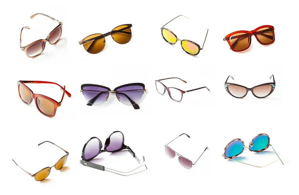 Set Gafas Sol Aisladas Sobre Fondo Blanco —  Fotos de Stock