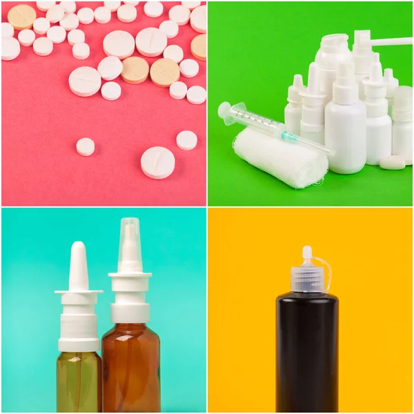 Kolaj Içeren Tabletler Hap Renkli Arka Plan Üzerinde Ilaçlar — Stok fotoğraf