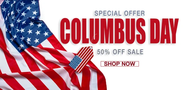 Glad Columbus Day Banner Amerikansk Patriotisk Bakgrund — Stockfoto