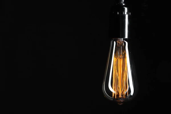 Classic Edison Light Bulb Dark Background Space Text — Stock Photo, Image