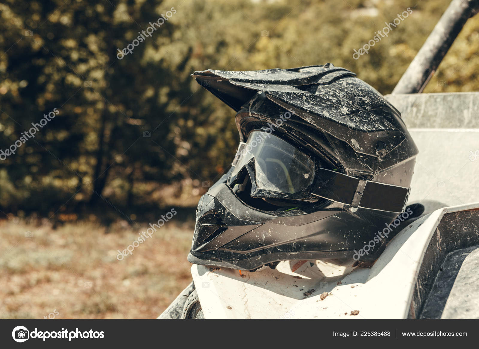 motocross helmet and goggles