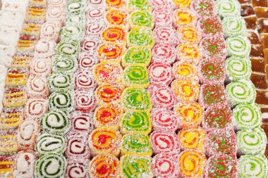 Çeşitli geleneksel Türk lokumu yakın çekim