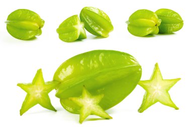 Carambole beyaz zemin üzerine dilimlenmiş RIPE