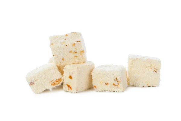 Närbild Turkish Delight Isolerad Vit Bakgrund — Stockfoto