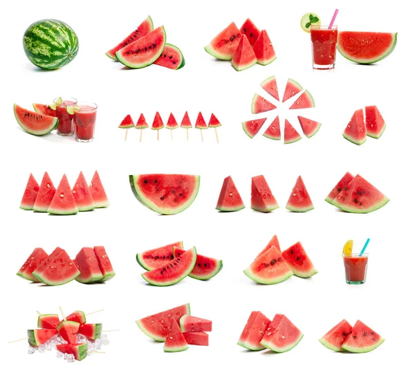 Sliced Watermelons Isolated White Background — Stock Photo, Image