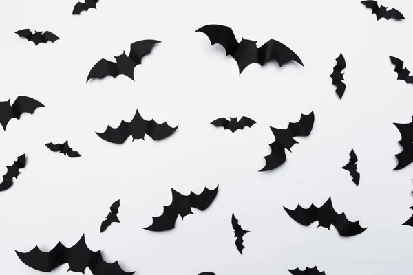Halloween Decoratie Concept Papier Vleermuizen Vliegen — Stockfoto