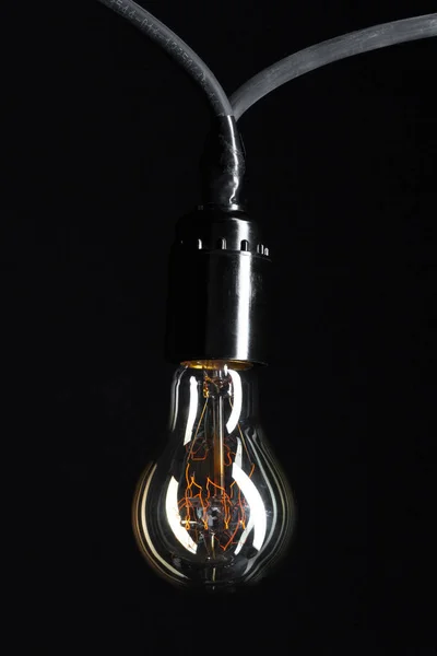 Lampadina Classica Edison Sfondo Scuro Con Spazio Testo — Foto Stock