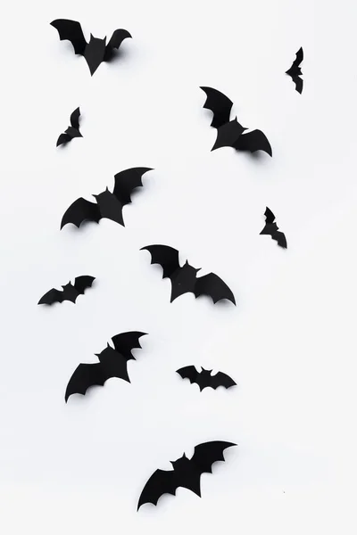 Halloween Concepto Decoración Murciélagos Papel Volando — Foto de Stock