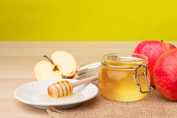 Hari Raya Yahudi Rosh Hashanah Latar Belakang Dengan Madu Dan — Stok Foto