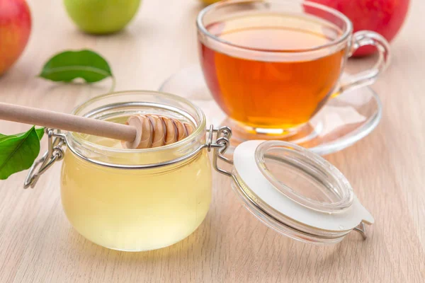 Hari Raya Yahudi Rosh Hashanah Latar Belakang Dengan Madu Dan — Stok Foto