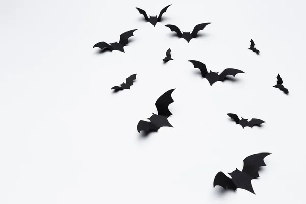 Halloween Decoratie Concept Papier Vleermuizen Vliegen — Stockfoto