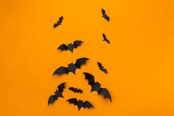 Halloween Und Dekorationskonzept Papierfledermäuse Fliegen — Stockfoto