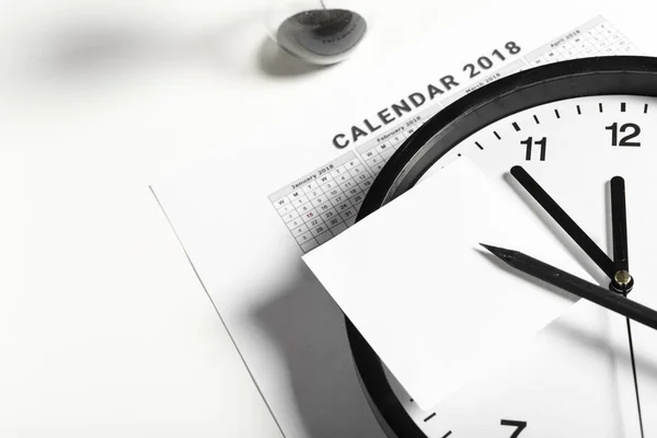 Calendario Orologio Isolato Sfondo Bianco — Foto Stock