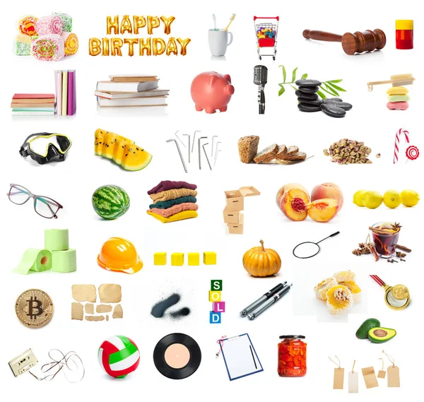 Big Collection Different Objects Isolated Owhite Background — Stock Photo, Image