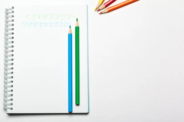 Open Blank Sketch Book With Chalk Colored And Colour Pencils Stock Photo,  Picture and Royalty Free Image. Image 45043403.