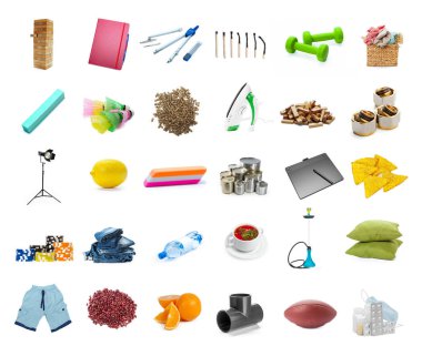 big collection of different objects isolated owhite background clipart
