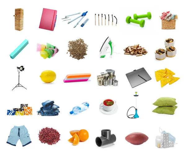 büyük koleksiyon farklı nesneler owhite arka plan izole