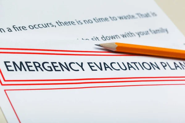Primer Plano Del Plan Evacuación Emergencia Concepto Seguridad — Foto de Stock