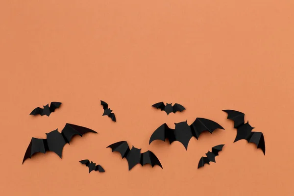 Halloween Dekoráció Koncepció Papír Repülő Denevérek — Stock Fotó